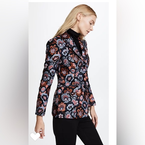 Theory Multicolor Floral Jacquard Riding Jacket US Sz. 12 - Picture 11 of 13